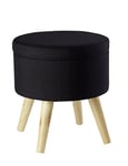 ECHTWERK Tabouret Max, boîte d'assise, Cube d'assise, Rond, avec Espace de Rangement, Housse Amovible, siège rembourré, Pieds en Bois, Noir, 32 x 32 x 39 cm