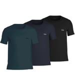 BOSS 3P Classic Cotton Solid T-Shirt Svart/Grön bomull Small Herr
