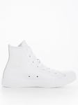 Converse Unisex Leather Hi Top Trainers - White, White/White, Size 9, Women