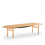 House of Finn Juhl - Table Bench Medium, With Brass Edges, Dark oiled oak, Orange Steel - Bänkar