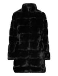 Quilted Faux-Fur Mockneck Coat Outerwear Faux Fur Black Lauren Ralph Lauren