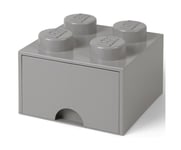 LEGO Brick Drawer, 4 Knobs, 1 drawer, Stackable Storage Box, Stone Grey