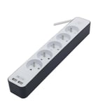 CHACON Bloc multiprise 5 prises 16 A avec 2 ports USB et câble 1,5 m HO5VV-F 3x1,5 mm² blanc et gris (Lot de 2)