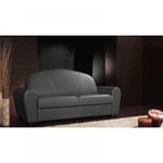 Canapé lit CLUB DELUXE convertible EXPRESS 120 cm cuir gris graphite matelas 16 cm