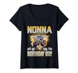 Womens Nonna of The Birthday Boy Monster Truck Birthday Family V-Neck T-Shirt