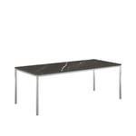 Knoll - Florence Knoll High Table, Rektangulär, 200 x 90 cm, skiva i Svart Marquina marmor - Matbord - Florence Knoll - Svart - Metall/Sten
