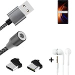 Data charging cable for + headphones Oppo Find X3 Pro + USB type C a. Micro-USB 
