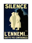 Wee Blue Coo Vintage Ad War WWII France Loose Talk Enemy Shadow Silence Wall Art Print