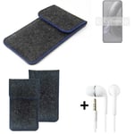 Felt Case for Motorola Edge 30 Neo dark gray blue edge bag Pouch + earphones