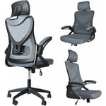 Fauteuil de Bureau Ergonomique pivotant avec appui tête et dossier toile respirant Gris