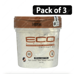 3 x Eco Style Gel Coconut Oil Adds Luster And Moisturizes Hair  16oz