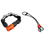 Kryptonite Unisex's Evolution Chain Lock, Black/Orange, 10mm x 55cm & Kryptoflex Cable with Double Loop Bike Lock Security, 10mm x 120cm, Silver/Orange