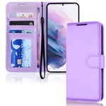 TECHGEAR Galaxy S21 Plus Leather Wallet Case, Flip Protective Case Cover with Wallet Card Holder, Stand and Wrist Strap - Violet PU Leather with Magnetic Closure Designed For Samsung S21+ / S21+ 5G