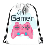 wallxxj Cinch Bags Cartoon Style Pink Game Controller Girl Gamer Laundry Bag Gym Yoga Bag Travel Drawstring Bags Casual Cinch Bags Drawstring Backpack Daypack