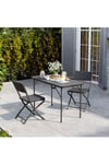 3-Piece Rattan Plastic Outdoor Camping Folding Table Bench Set