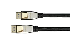 Python Câble DisplayPort 2.0 de qualité supérieure – 3 m – 54 Gbit/s, UHBR 13,5-4K @240 Hz / 8 K @ 60 Hz – Conducteur en cuivre – Tressé NYLONG – Noir