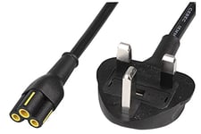 Maplin Power Lead IEC C5 Clover Leaf Plug Female to UK 3 Pin Mains Plug 5 Amp Fuse, 2m Cable