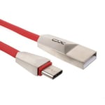 X0 Platt 1m USB-C laddningskabel (Färg:: Röd)