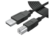 Cable d'imprimante USB 2.0 de 1,8 m de long pour HP OfficeJet Laserjet Envy ; Canon Pixma?; Epson Workforce Stylus Expression Accueil ; Frère; camée silhouette; Dell Scanner Fax High Speed ??Cord 2.0 (1,8 mètre)