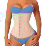 Lång Torso Midjetränare för Kvinnor Underbyst Korsetter Cincher Sport Girdle L Beige 17 Steel Boned