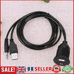 Car Dashboard Moto USB 2.0 3.5mm M/F AUX Lead Extension Cable GB