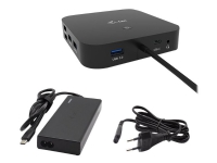 i-Tec USB-C Dual Display Docking Station with Power Delivery - Dockningsstation - USB-C / Thunderbolt 3 - 2 x DP - 1GbE - med i-Tec Universal Charger 77 W - Europa