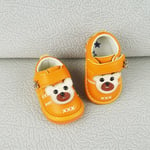 Baby Cartoon Bear Cow Muscle Soft Bottom Non-slip Toddler Shoes Orange 13cm