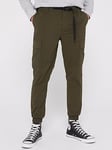 Jack & Jones Ryan Tech Cargo Trousers - Green, Green, Size Xl, Men