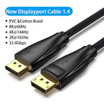 Câble DisplayPort Vention 10K 8K @ 60Hz 4K @ 165Hz 40Gbps Display Port Câble audio Prise en charge HDR HDCP 2.2 pour moniteur de jeu TV DP 2.0, tresse en coton PVC 1.4- 3m