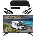 PACK TV STRONG LED 24" 60cm Téléviseur HD 12V + 2 Câbles 12V + Récepteur TV TNTSAT Satellite Camping Car Bateau