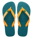 Havaianas Brasil Logo Flip Flop Sandal, Green, Size 12 Younger