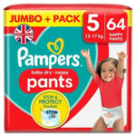 Pampers Baby-Dry Nappy Pants Size 5 12-17kg Jumbo Pack 64 per pack