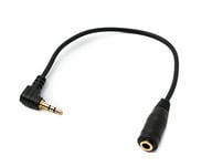 System-S Audio Cable 15 cm Stereo AUX Jack 2.5 mm Male to 3.5 mm Female Angle Black