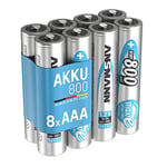 ANSMANN AAA Size Batteries [Pack of 8] Long Lasting Precharged Rechargeable AAA Type 800 mAh NiMH MaxE Pro Battery For Cordless Phone Handsets, Toys, Digital Cameras, Remote Controls & Game Consoles
