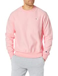 Champion Men's Reverse Weave Crew, Pullover Sweater, Primer Pink Left Chest C, L