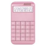 Desktop Calculator 12 Digit Office Calculator Business Standard Function Calculator Large Display Solar and Battery Dual Power Electronic Calculator Portable LCD Display Calculator-Pink