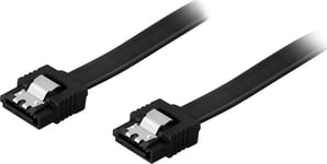 DELTACO SATA-kabel, SATA 6Gb/s, lås-clips, rak-rak, 0,7m, svart (SATA-1002)