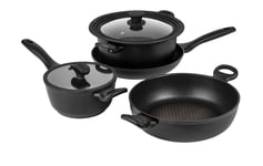 Prestige x Nadiya Stackable Induction Hob Pan Set - Non Stick Pots and Pans Set with Universal Glass Lid, Stay Cool Handles, Dishwasher Safe, Nesting Cookware