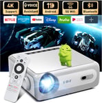 4K Supported Projector with 5G WiFi Bluetooth, Android TV 11 Smart Projector HD