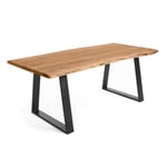 Kave Home - Table de salle à manger Alaia rectangulaire 220 x 100 cm en bois massif d'acacia et pieds en acier noir