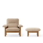 Audo Copenhagen - Brasilia Lounge Chair & Ottoman - Natural Oak/Boucle 02 - Sittpuffar