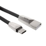 X0 Platt 1m USB-C laddningskabel (Färg:: Svart)