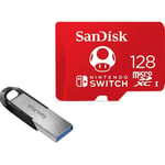 SanDisk Carte mémoire flash 128 Go UHS-I U3 microSDXC UHS-I pour Nintendo Switch + Clé USB 3.0 SanDisk Ultra Flair 128Go 150 Mb/s