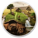 2 x Vinyl Stickers 10cm - Turtle Landscape Land Magical World Cool Gift #16886