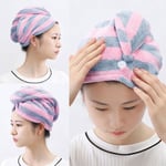 Quick Drying Hair Towel Twist Wrap Loop Button Hat Cap Shower B