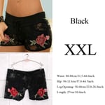Sexy Floral Shorts Applique Flowers Strap Panties Black Xxl