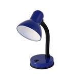 Velamp TL1201-U Lampe Pince, Culot pour Ampoule E27, Compatible LED, Bras Flexible, avec câble et Interrupteur. en métal. pour Chambre d'enfant, Bureau, Table de Nuit, Chevet, 41 W, Bleu