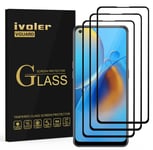 ivoler 3 Pack Screen Protector for Oppo A74 4G / Oppo A95 4G / Oppo Reno 6 Lite, [Full Coverage] Tempered Glass Film, [9H Hardness] [Anti-Scratch] [Bubble Free], Black