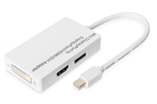 DisplayPort converter cable, miniDP - DP+HDMI+DVI M/F, 0.2m, DP 1.1a compatible, wh