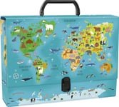 Hard Folder With Handle Map Of The World Animals Derform